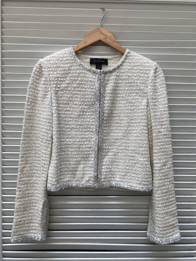 St. John White Sequin Sweater, Sz 2