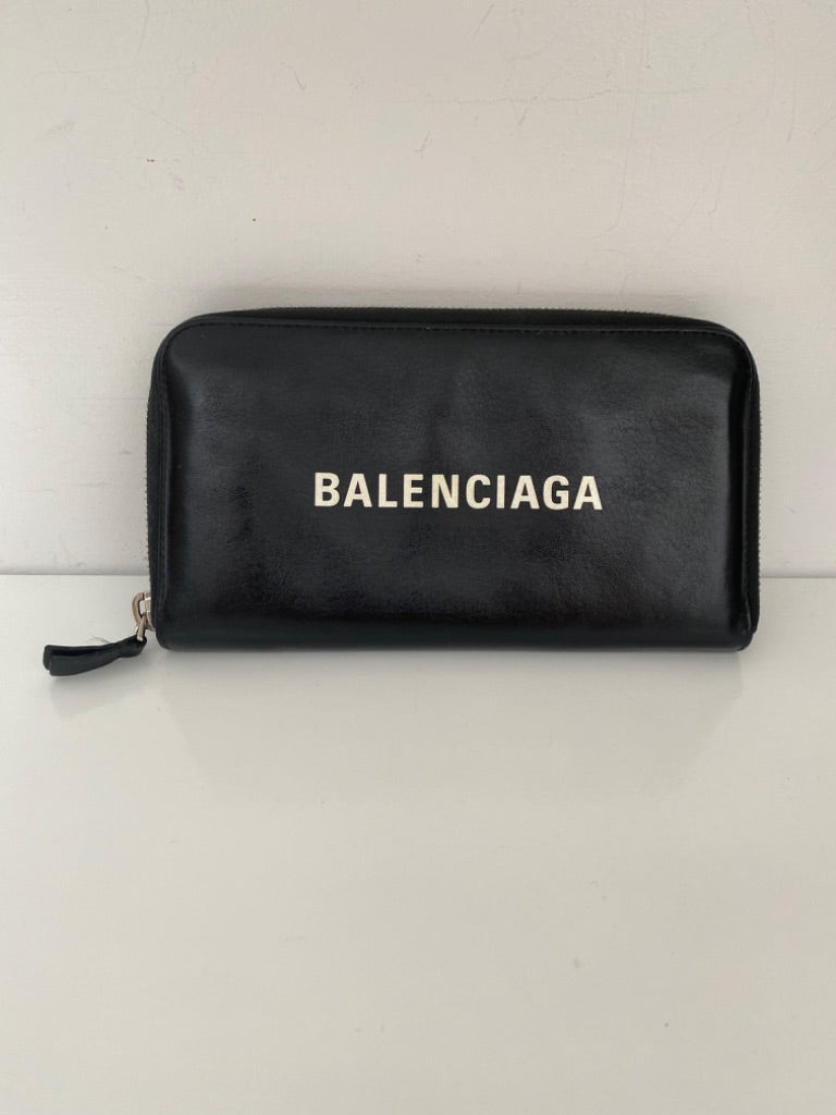 Black Balenciaga Logo Wallet