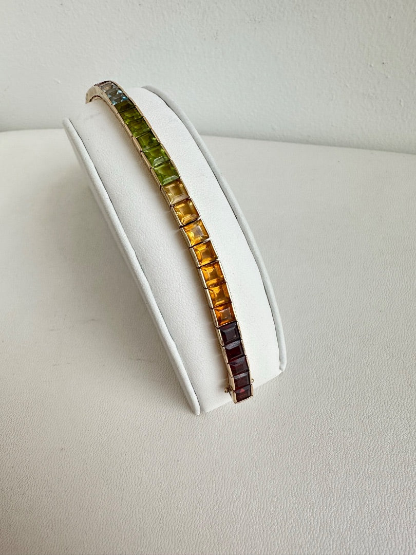 Rainbow Gemstone 14k Gold Bracelet