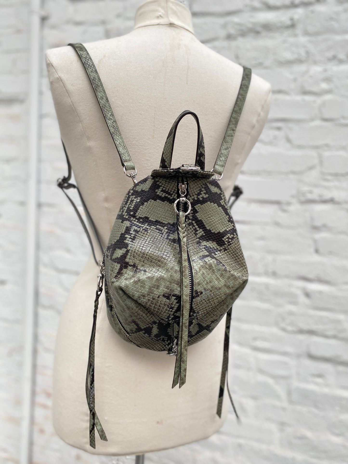 Rebecca Minkoff Green Snakeskin Backpack