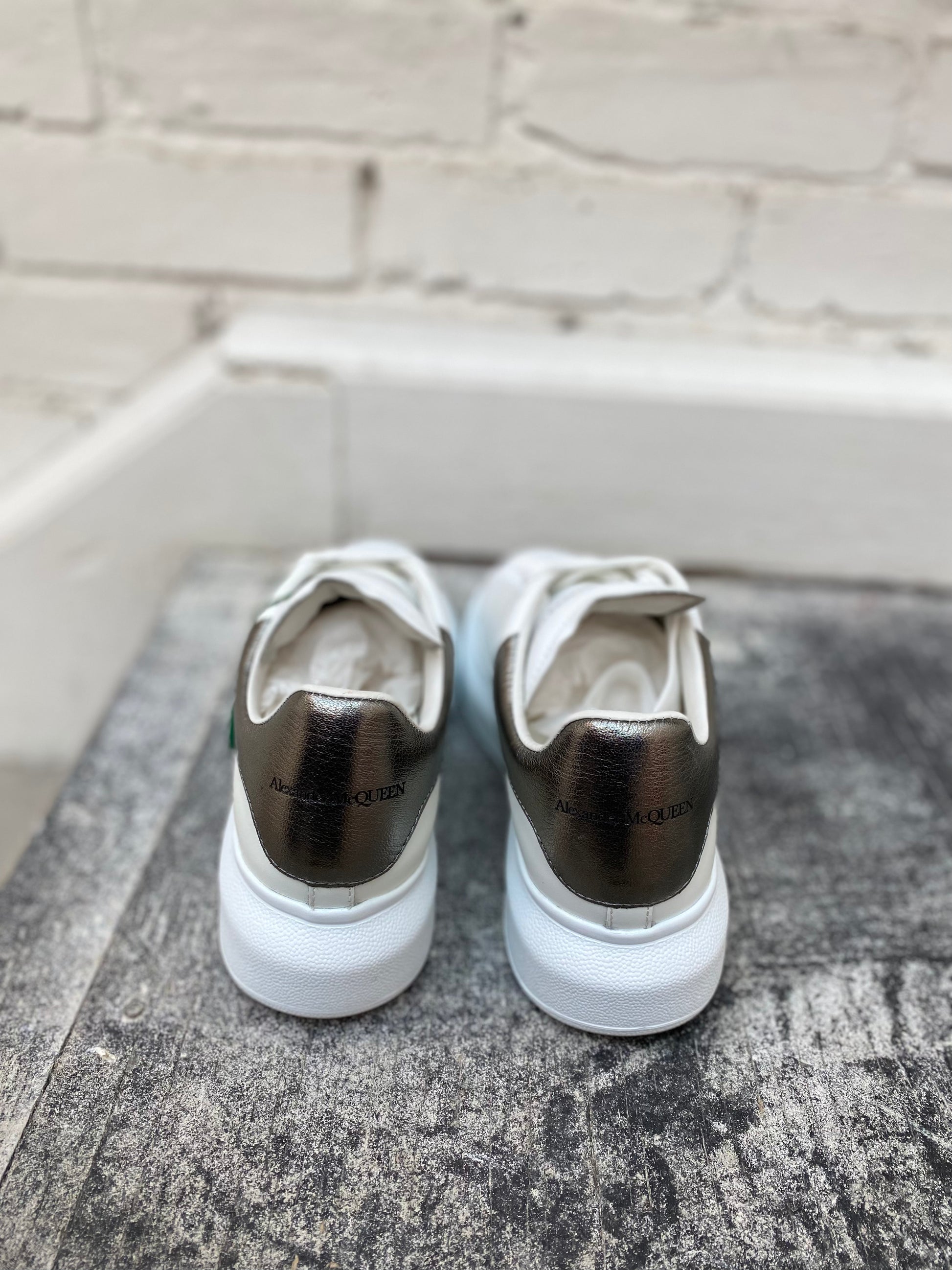 Alexander McQueen white sneakers Edwards Worm Farm