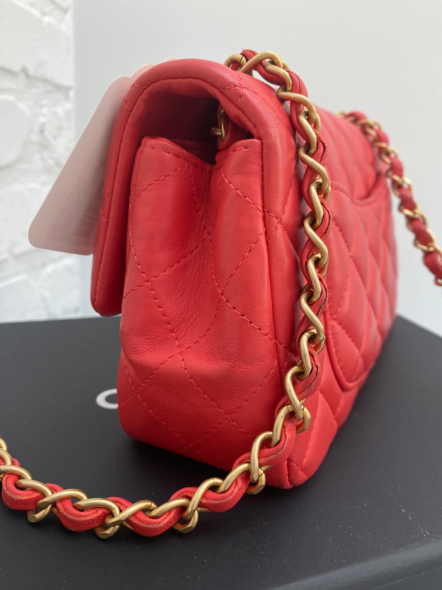 Chanel Coral Lambskin Small Classic SGHW