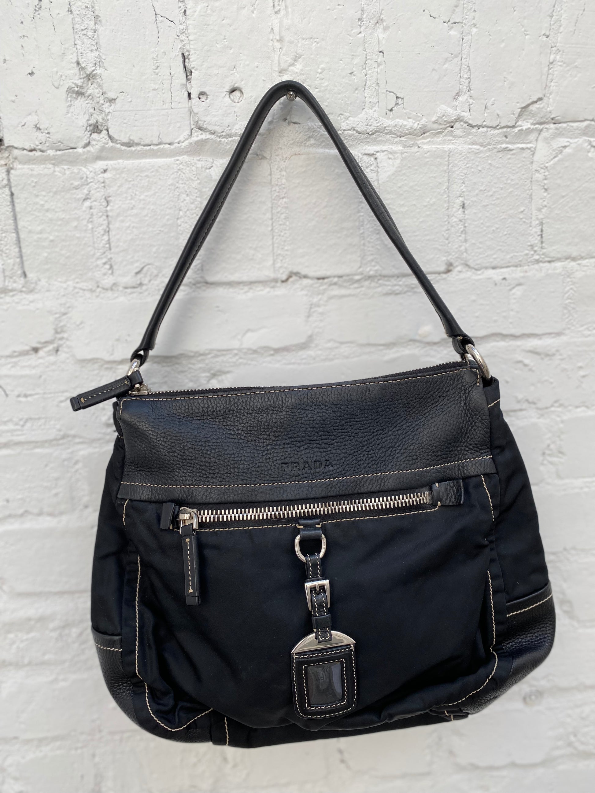 Prada Black Nylon Leather Trim Purse Edwards Worm Farm