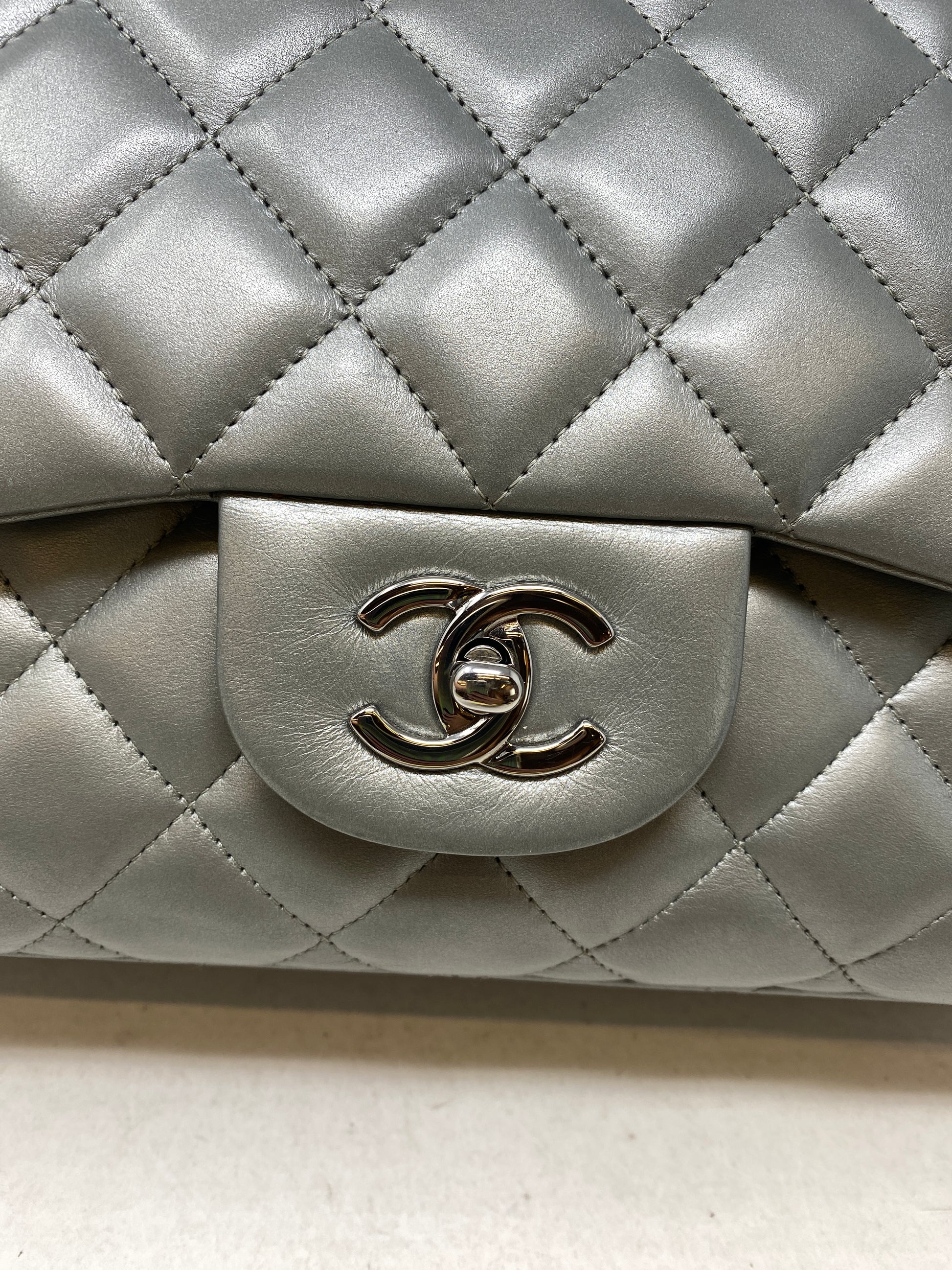 Chanel Jumbo Dark Silver Grey Bag, D + C