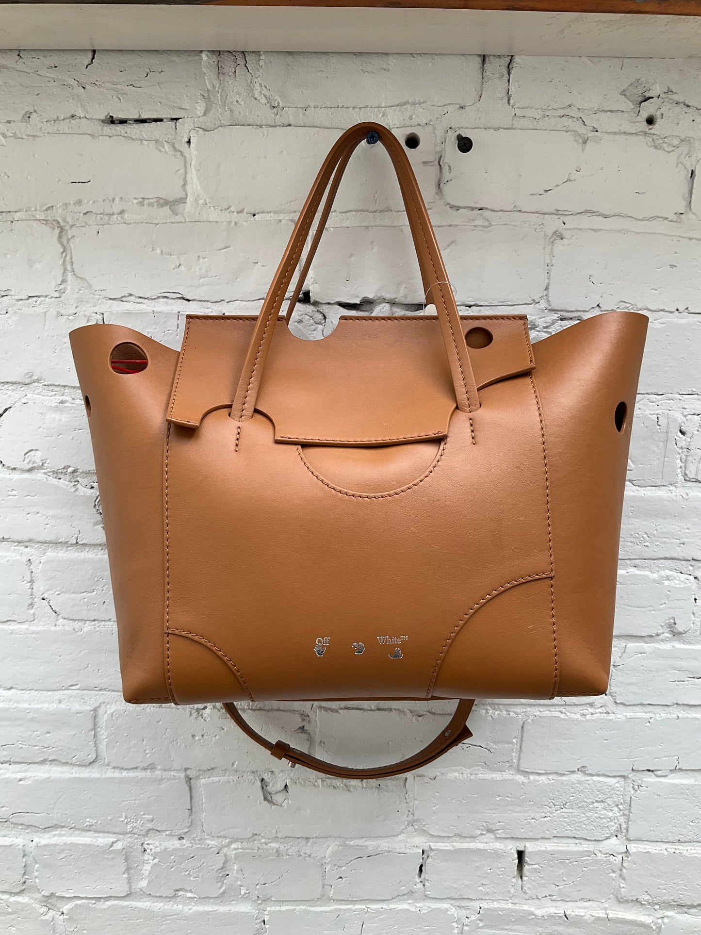 Off-White Tan Leather Tote