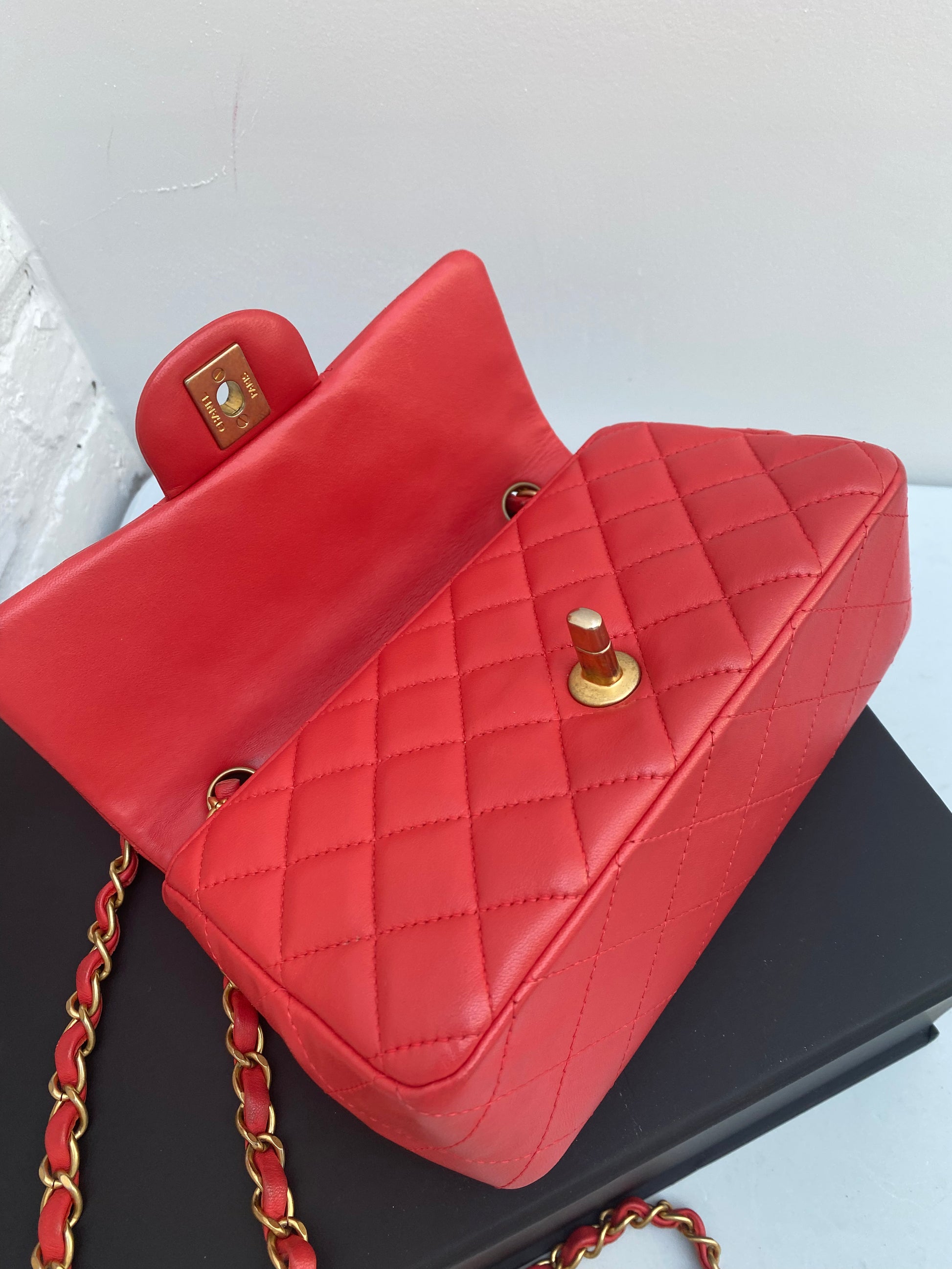 Chanel Boy Bag in Red Lambskin Leather with Gold Hardware — UFO No More